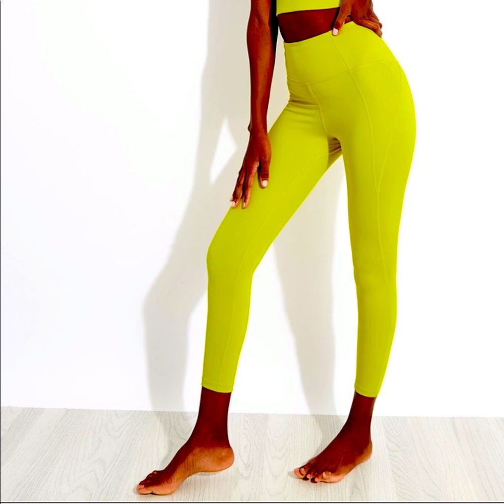 Girlfriend collective discontinued chartreuse leggings